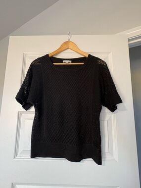 Black Knit Short-Sleeve Top New York Company Size XS
